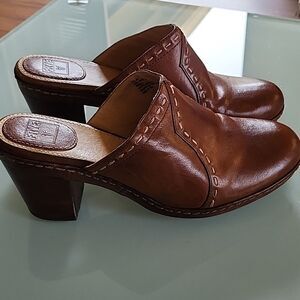Frye Candy Pickstitch Leather Mule Heels